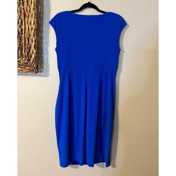 Ralph Lauren Dress 14 Cobalt Blue Stretch Sheath Washable Career Church - Picture 7 of 7